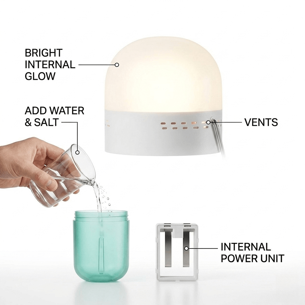 Power Outage Light - Portable Saline Lamp Compact 65.5 x