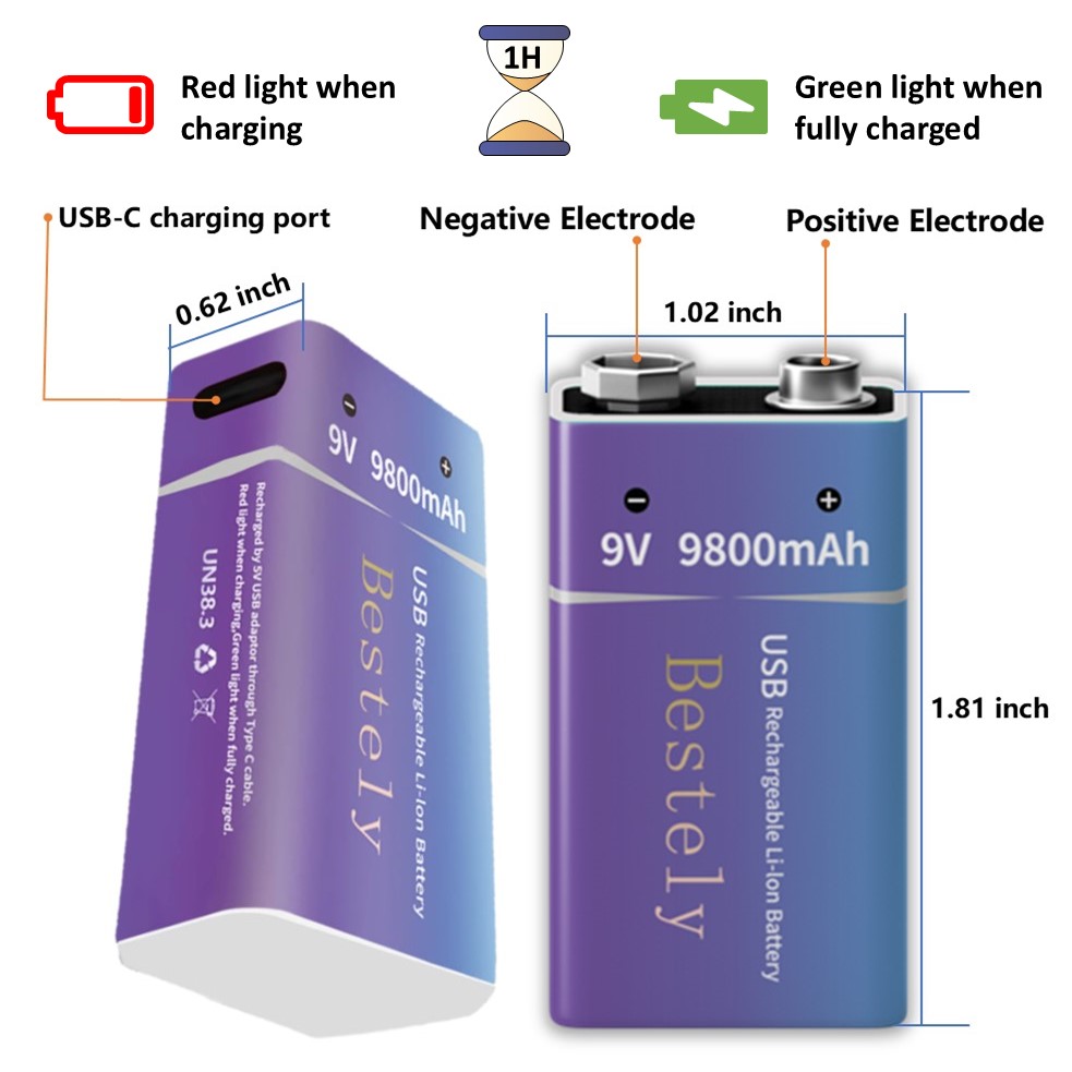 Rechargeable 9V Battery, 9800m - Smoke Detector Interconnected ulasan dan harga