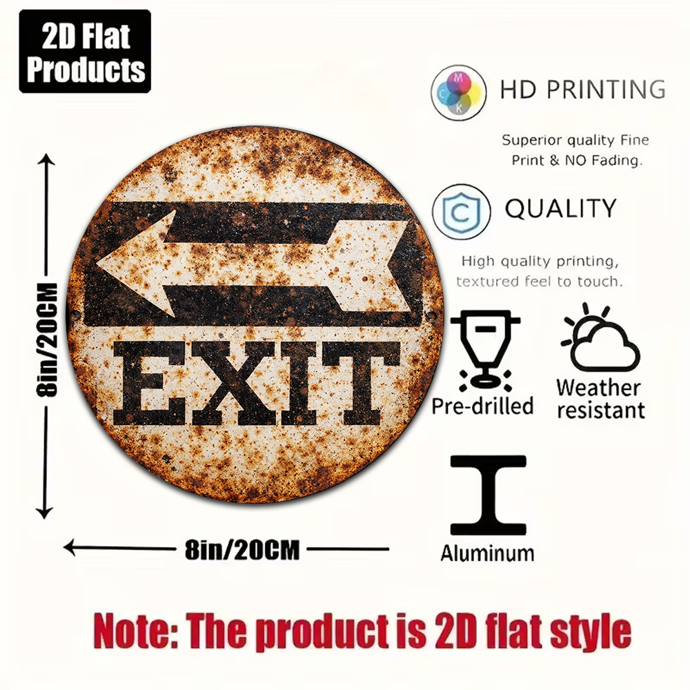 2D Metal Sign 8x8in/20x20cm Re - Emergency Exit Sign ulasan dan harga