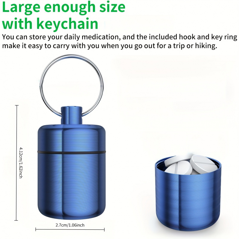 Mini Keychain Pill Box, Alumin - Medicine Cabinet Lock ulasan dan harga