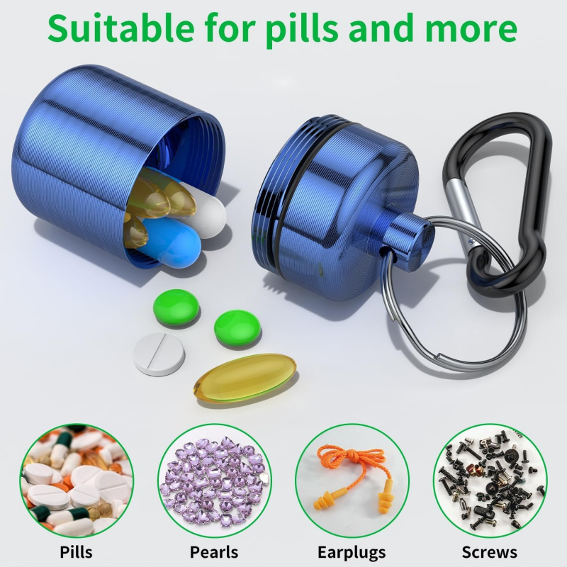 Mini Keychain Pill Box, Alumin - Medicine Cabinet Lock ulasan dan harga