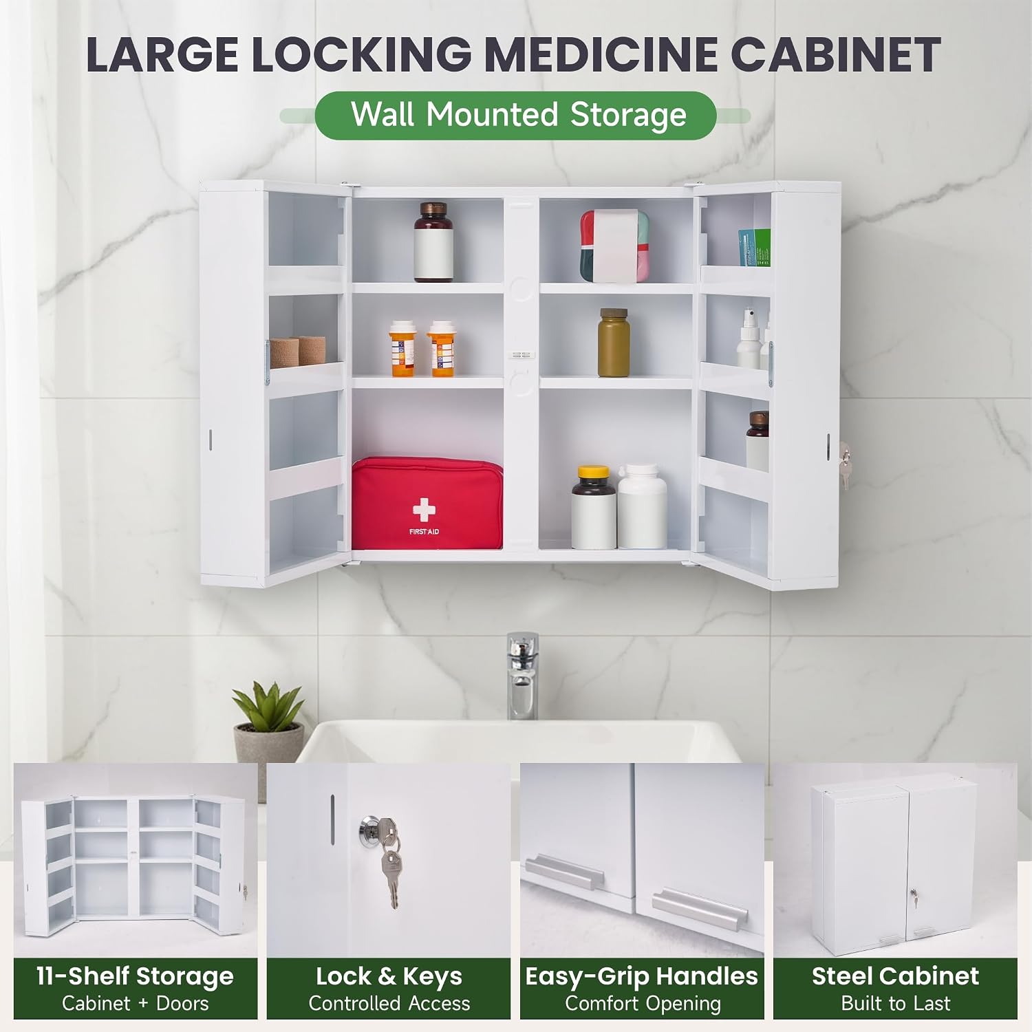 Large Locking Medicine Cabinet - Medicine Cabinet Lock ulasan dan harga